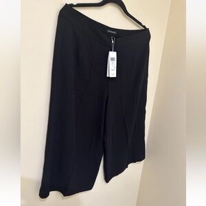 Eileen Fisher Silk Georgette Crepe Black Wide Leg women’s Classic Pants Size 12
